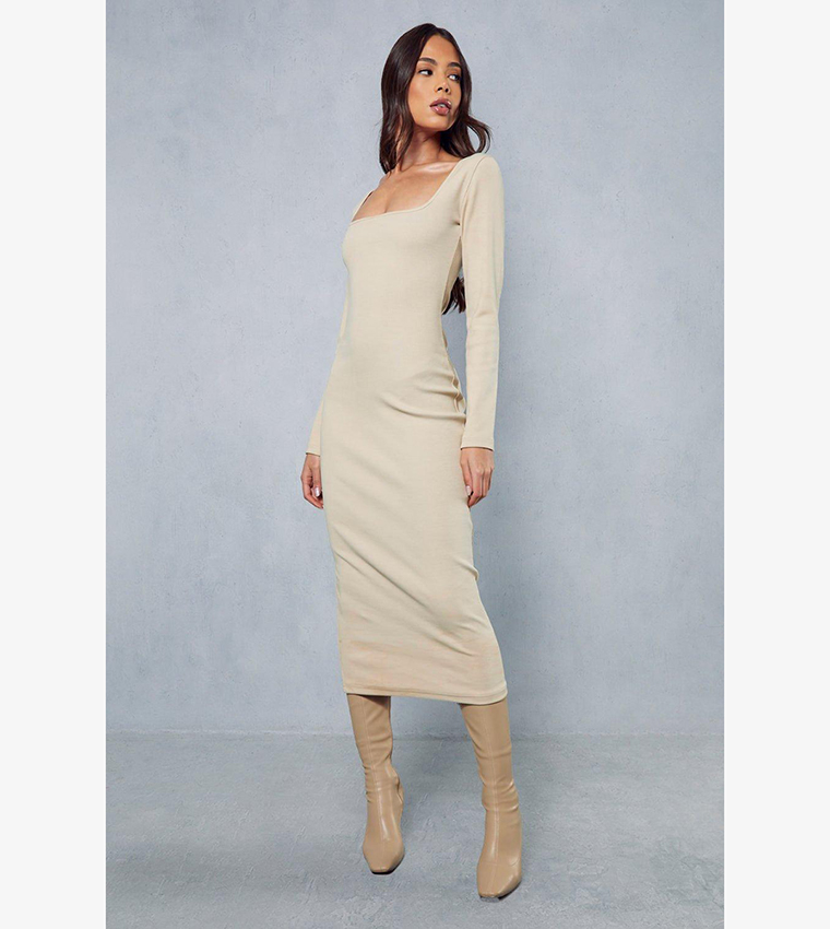 Formal Dresses Beige Bodycon Midi Dress Beige Bodycon Dresses Everyday Low Prices Rainbow