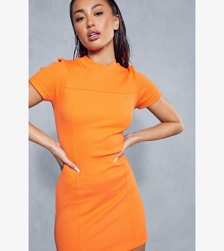 Orange bodycon outlet mini dress