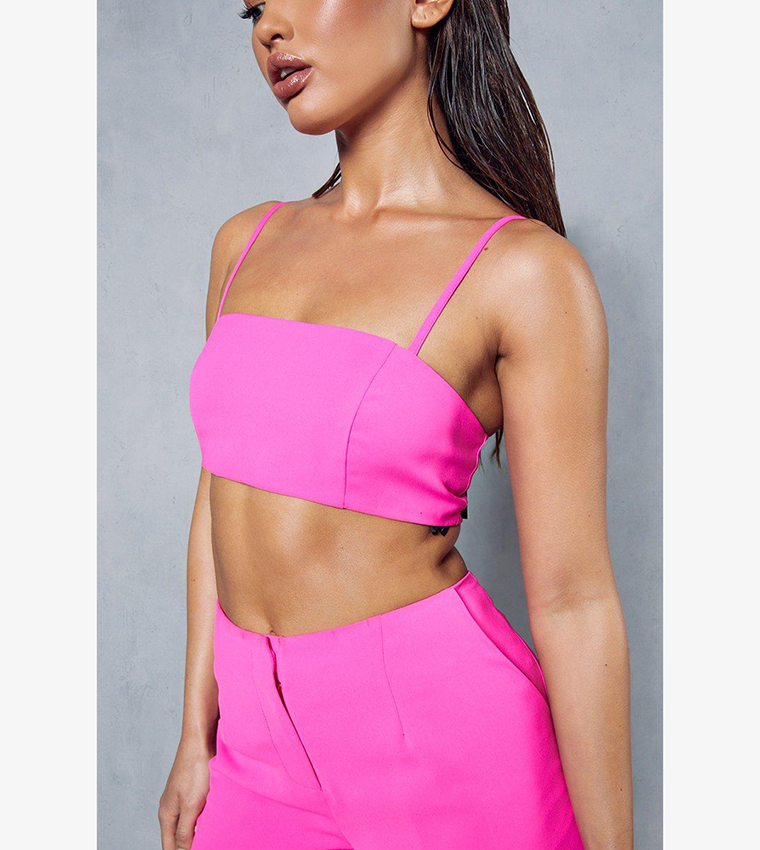 Buy MissPap Tailored Premium Strappy Bralette Top In Pink