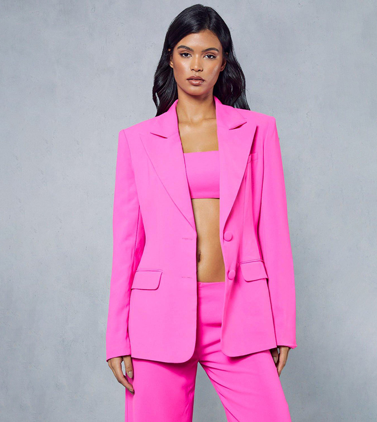 Tailored Premium Structured Contrast Cinched Blazer