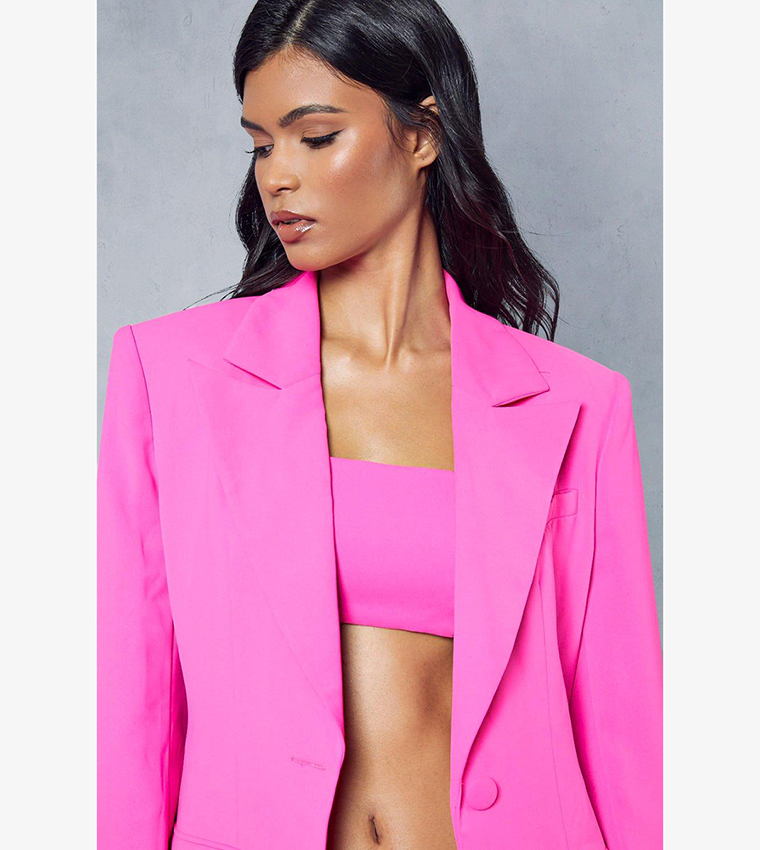 Tailored Premium Structured Contrast Cinched Blazer