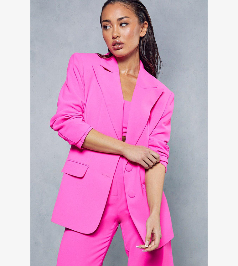 Tailored Premium Structured Contrast Cinched Blazer