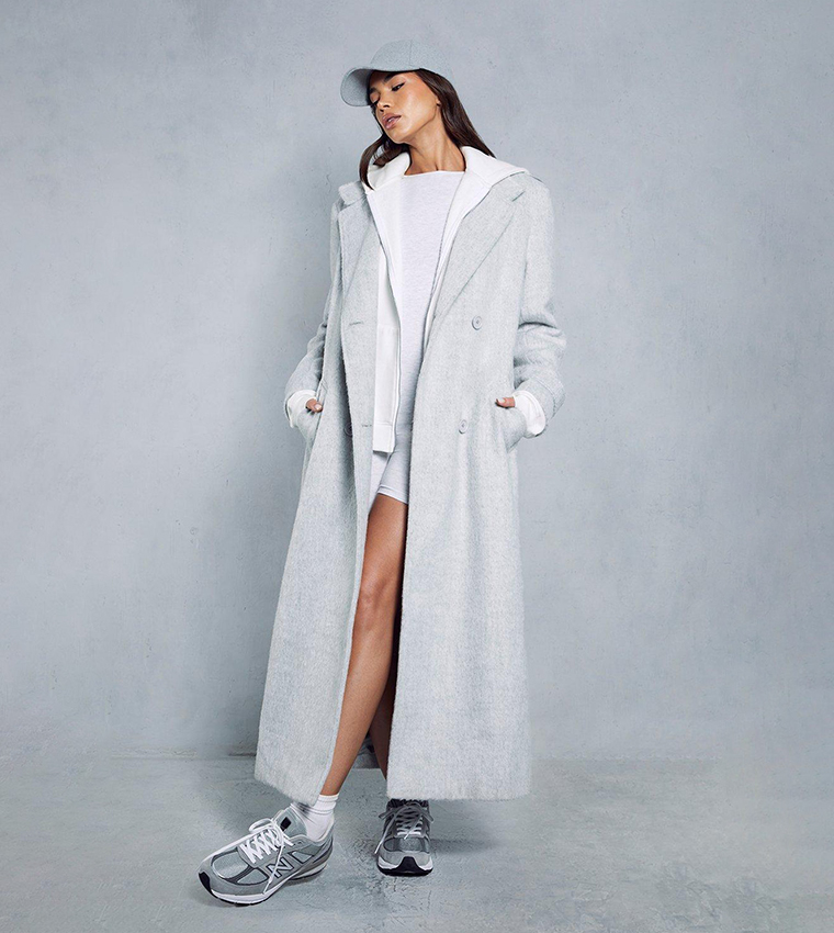 Buy MissPap Oversized Utility Wool Look Trench Coat In Grey 6thStreet Qatar