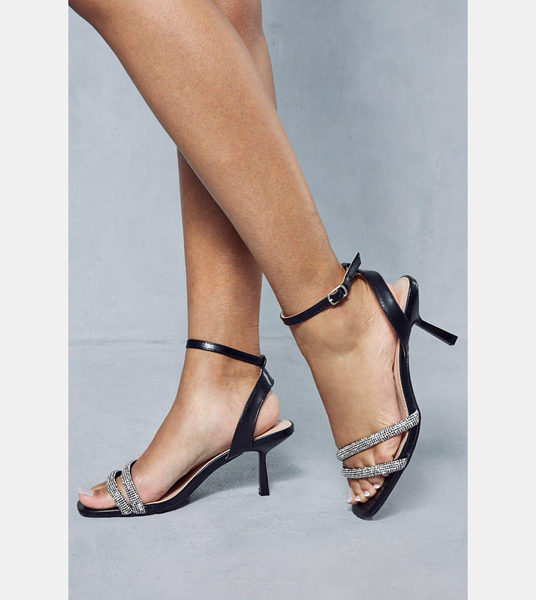 Black ankle on sale strap mid heels