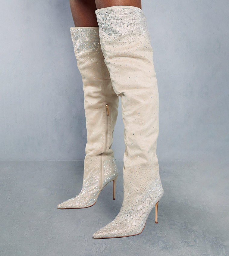 Cream high boots on sale