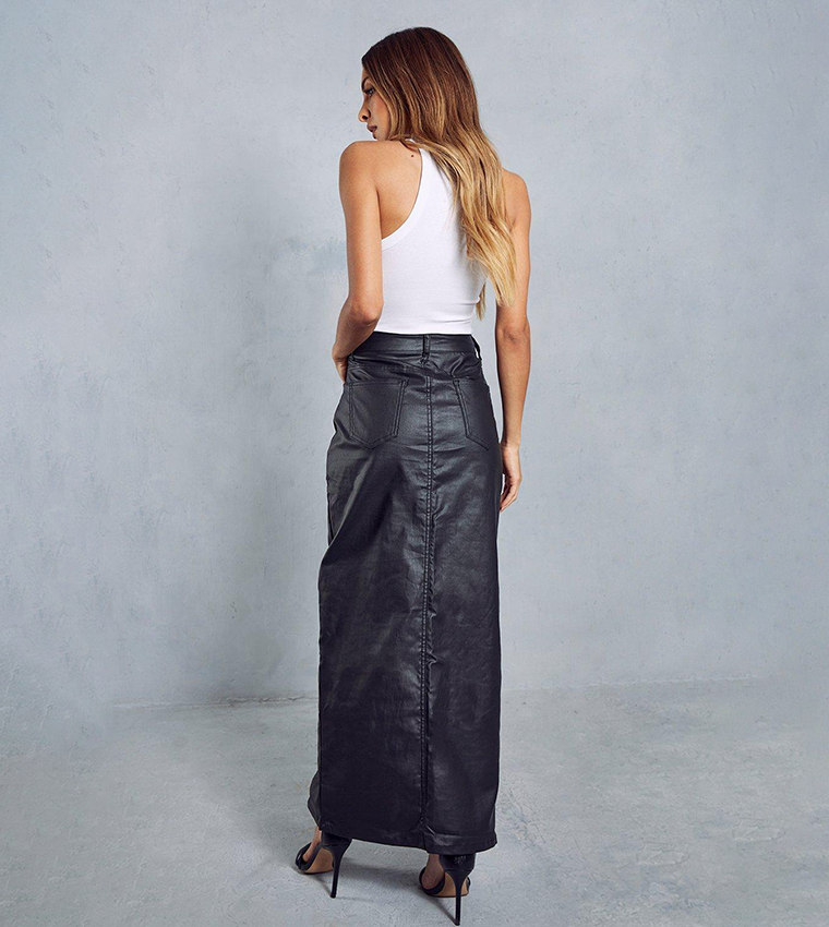 Maxi denim skirt black best sale