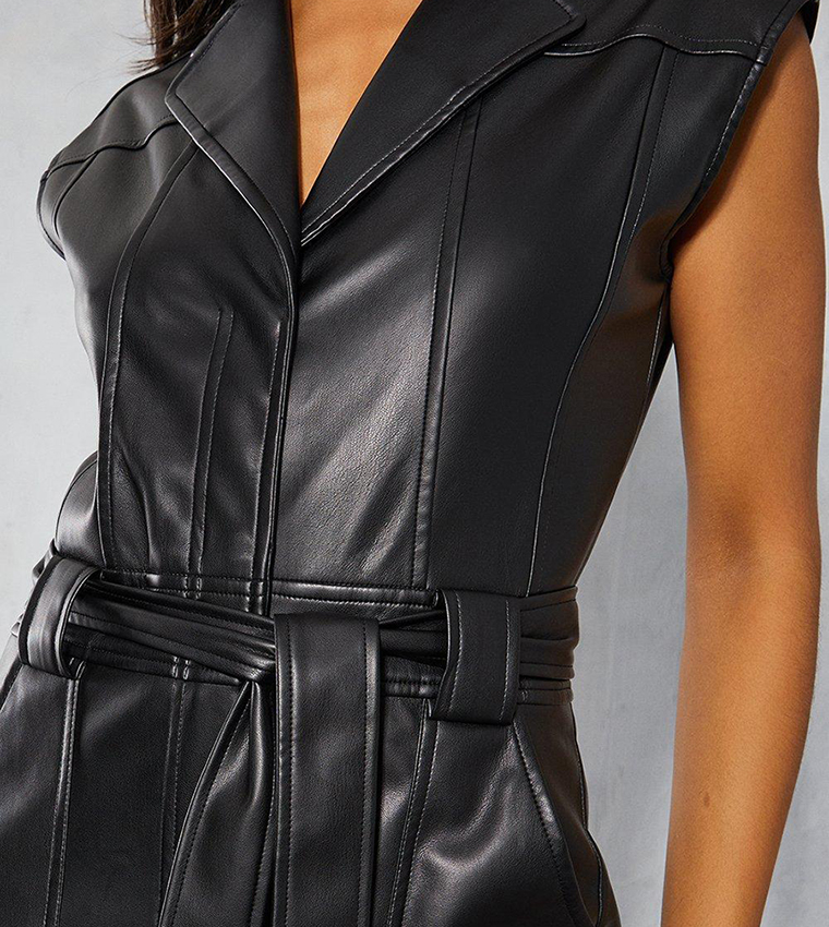Buy MissPap Leather Look Biker Jumpsuit In Black 6thStreet UAE