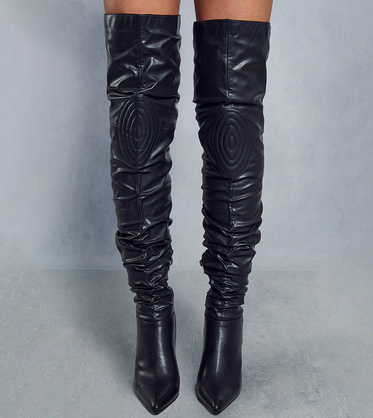 Distressed leather clearance knee high boots