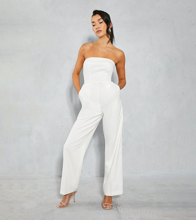 Cream wide leg jumpsuit on sale