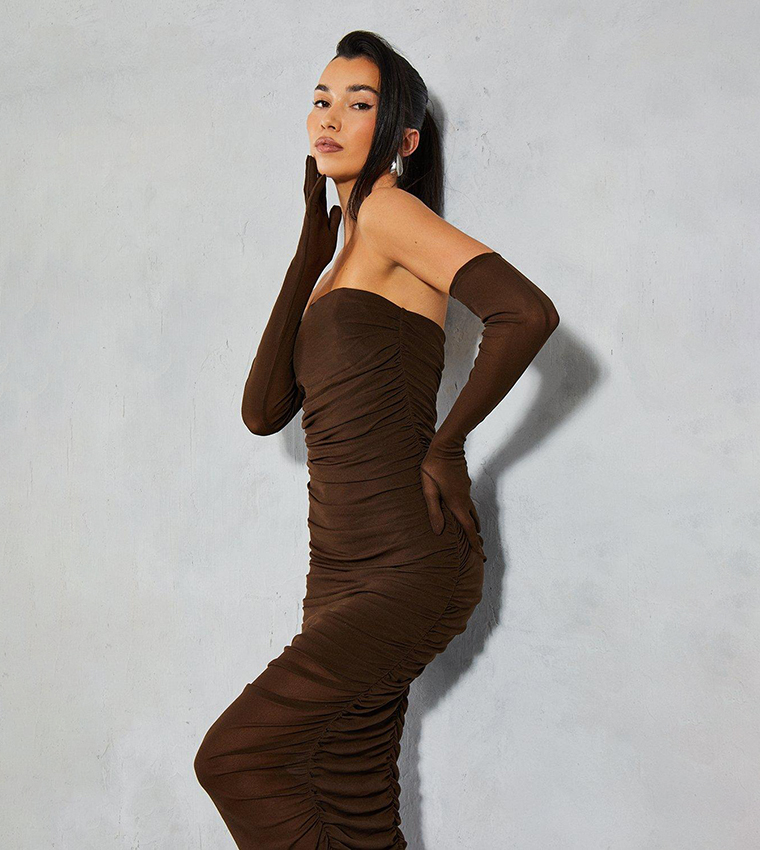 knee length dresses for ladies Thandie Sweetheart-Neck Ruched Midaxi Dress in Blush main image 0