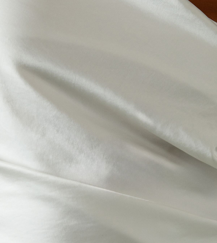 Satin Asymmetric Strap Pleated Waist Low Back Maxi Dress