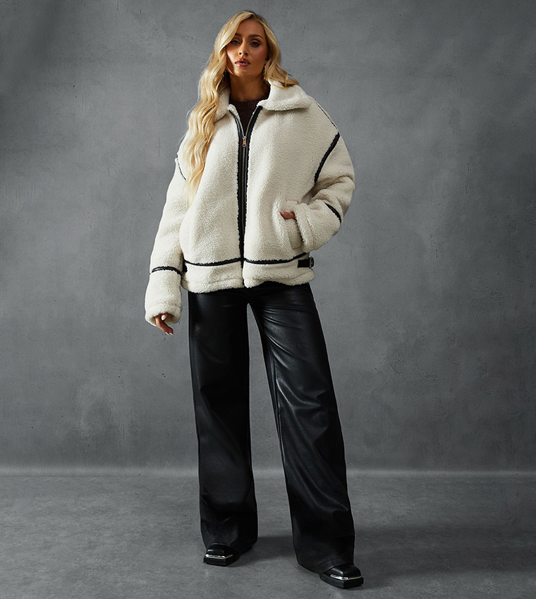 Teddy Faux Fur Aviator Jacket
