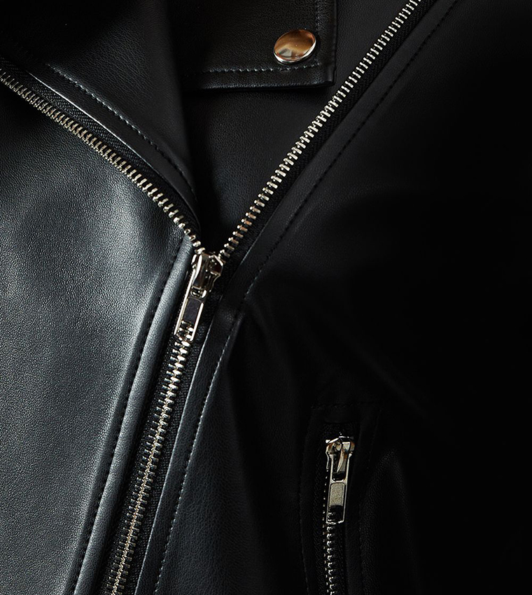 Leather Look Biker Jacket