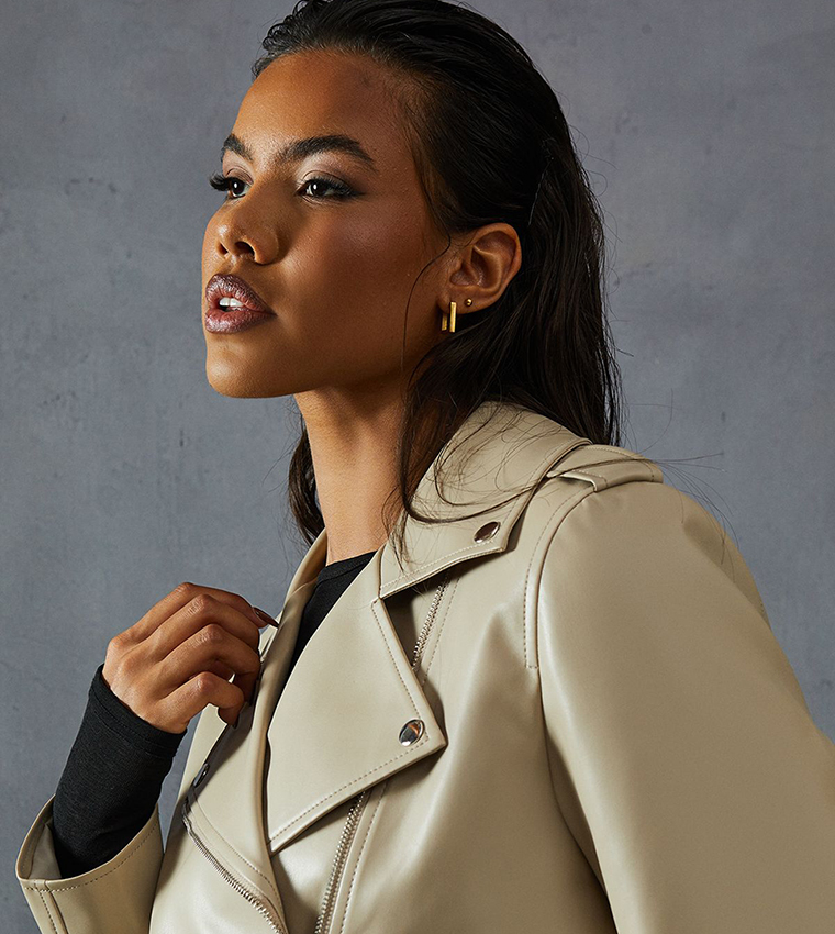 Leather Look Biker Jacket