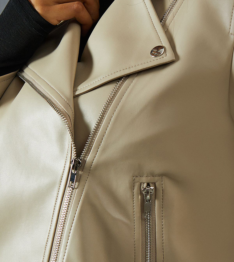 Leather Look Biker Jacket