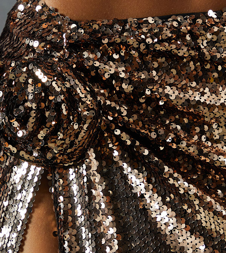 Sequined Sleeveless Top & Knot Skirt Set