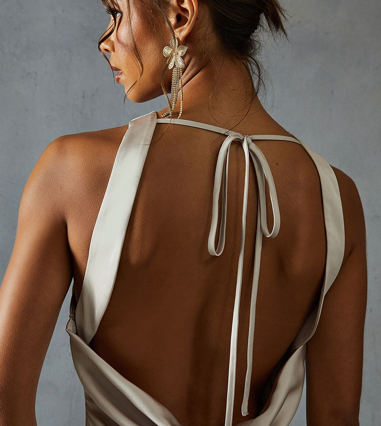 Premium Satin Racer Open Back Bridesmaid Dress