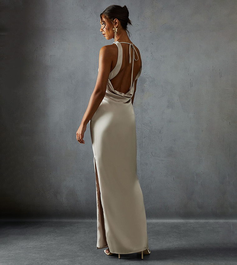 Premium Satin Racer Open Back Bridesmaid Dress