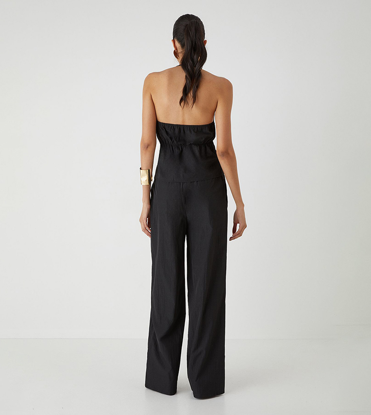 Halterneck Crinkle Tie Top & Trouser Set