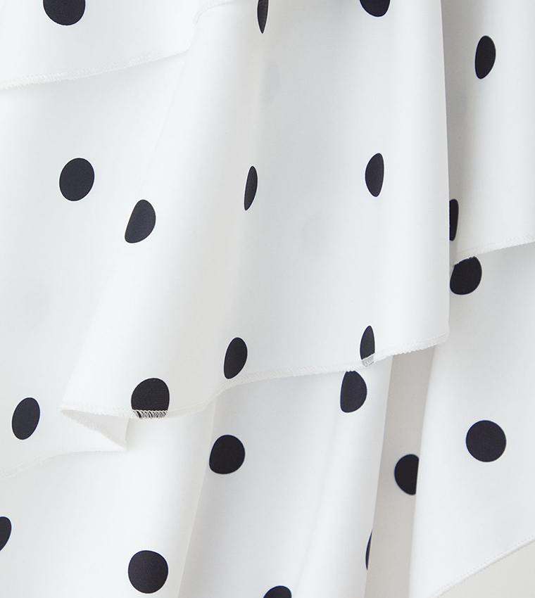 Polka Dots Layered Frill Midi Dress