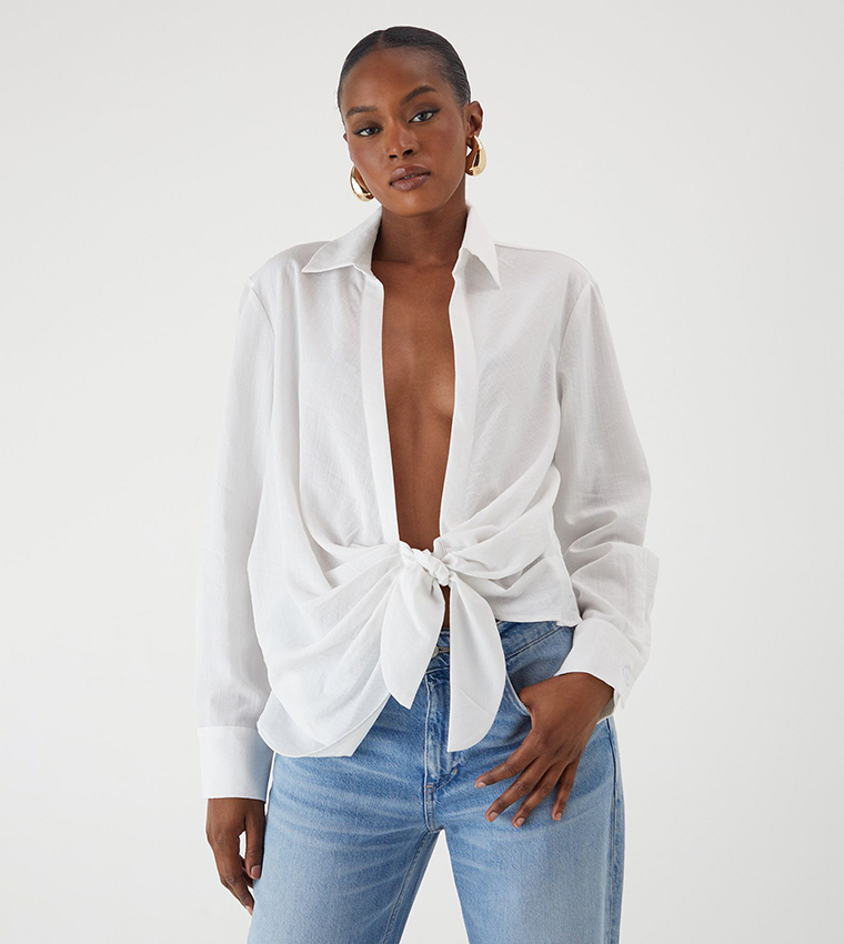 Linen Look Long Sleeves Oversized Shirt
