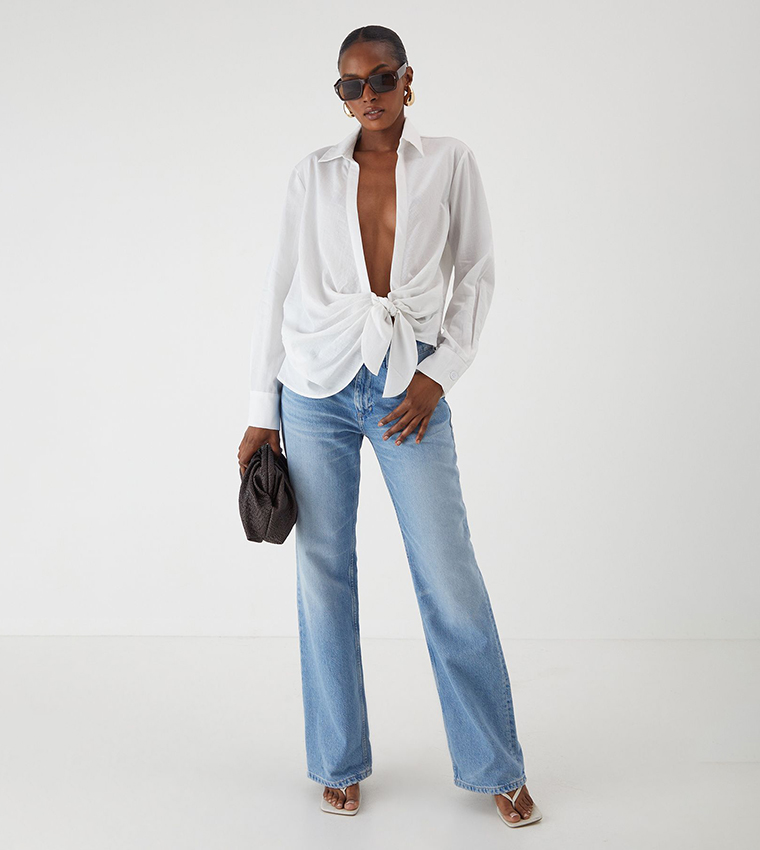 Linen Look Long Sleeves Oversized Shirt