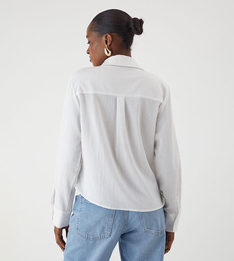 Linen Look Long Sleeves Oversized Shirt