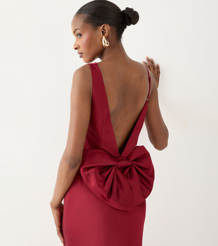 Back Bow Detail Bridesmaid Maxi Dress