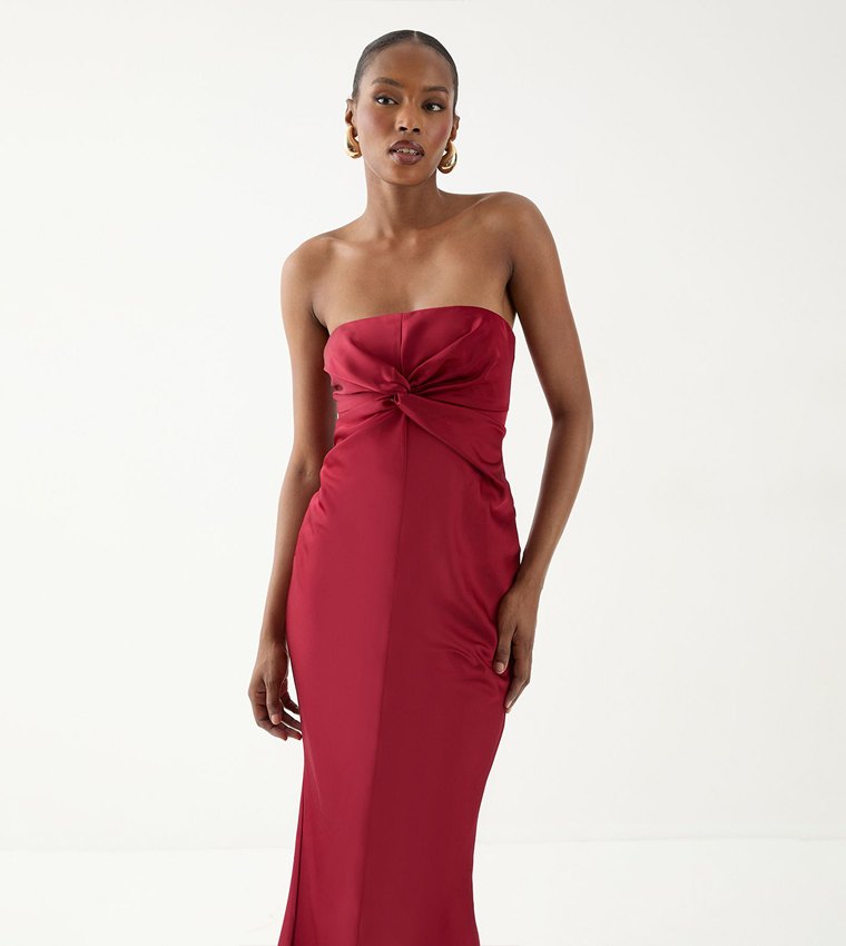Knot Detail Detachable Strap Bridesmaid Maxi Dress