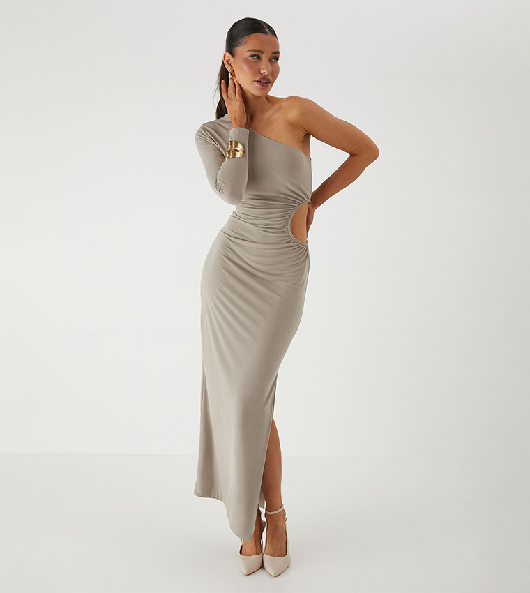 One Shoulder Cut Out Midaxi Dress