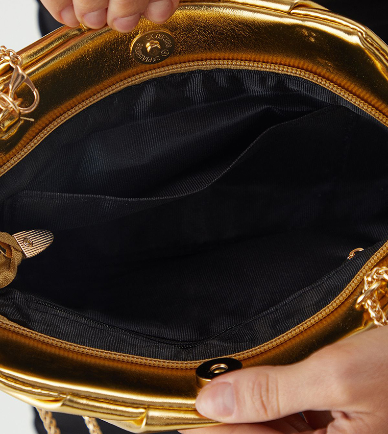 Metallic Ruched Clutch Bag