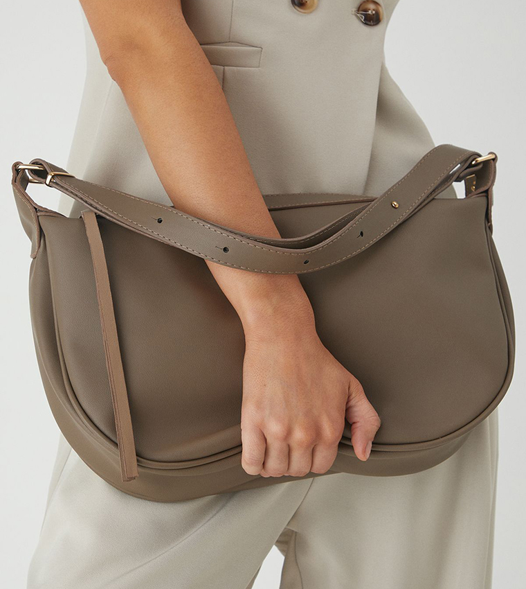 Slouch Faux Leather Shoulder Bag