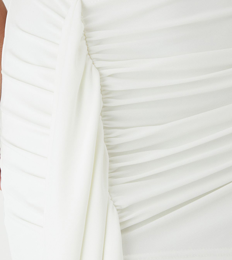 Bardot Foldover Drape Mini Dress
