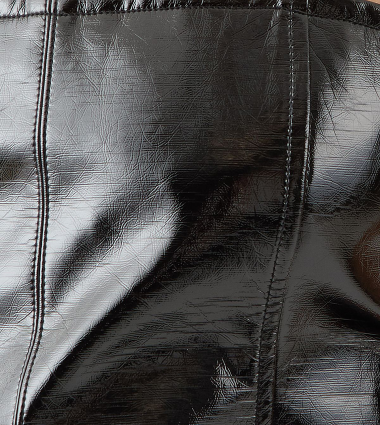 Tailored Faux Leather Strapless Top