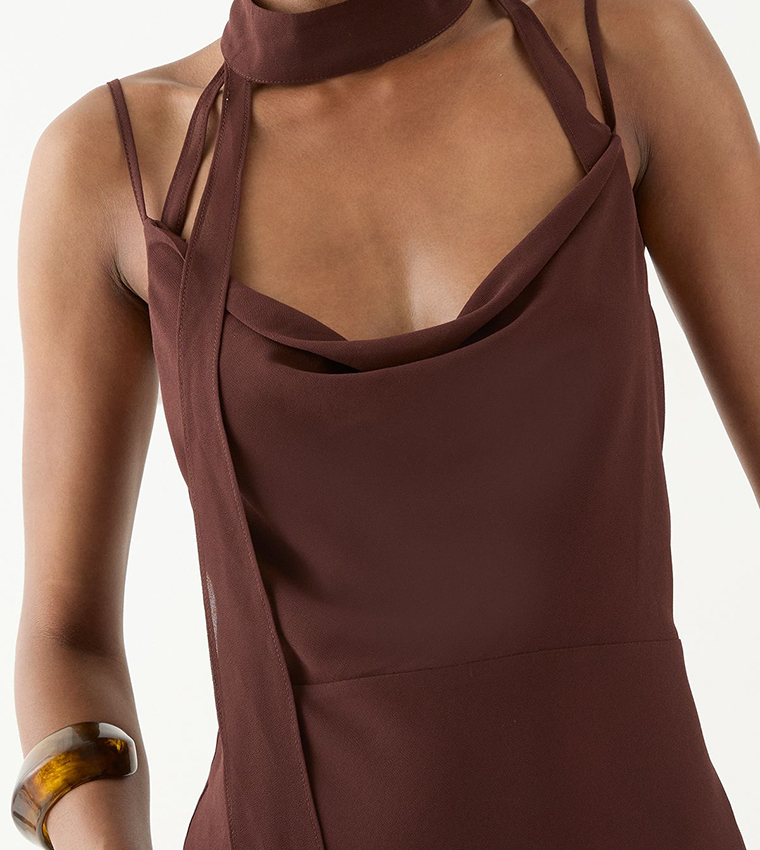 Halter Neck Chiffon Scarf Maxi Dress