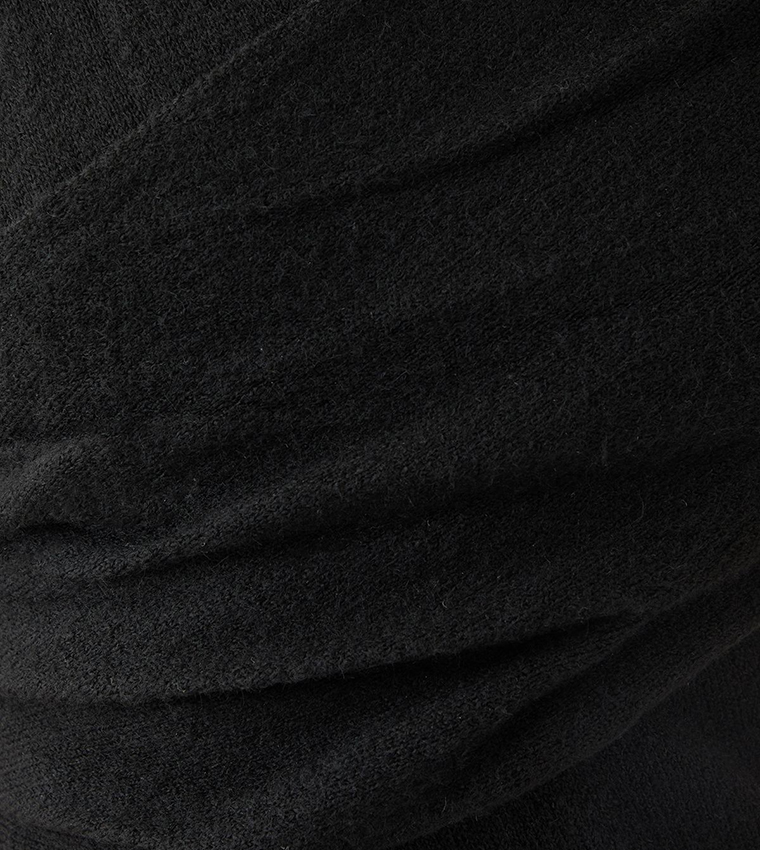 Knitted Wrap Front Split Hem Maxi Dress