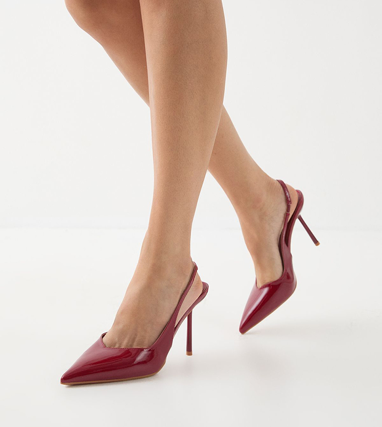 Patent Slingback Heel Pumps