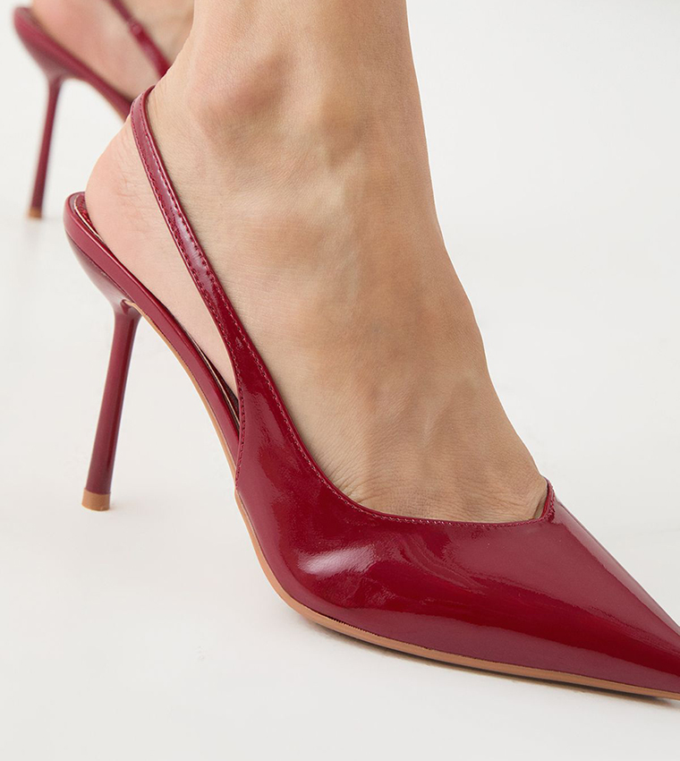 Patent Slingback Heel Pumps