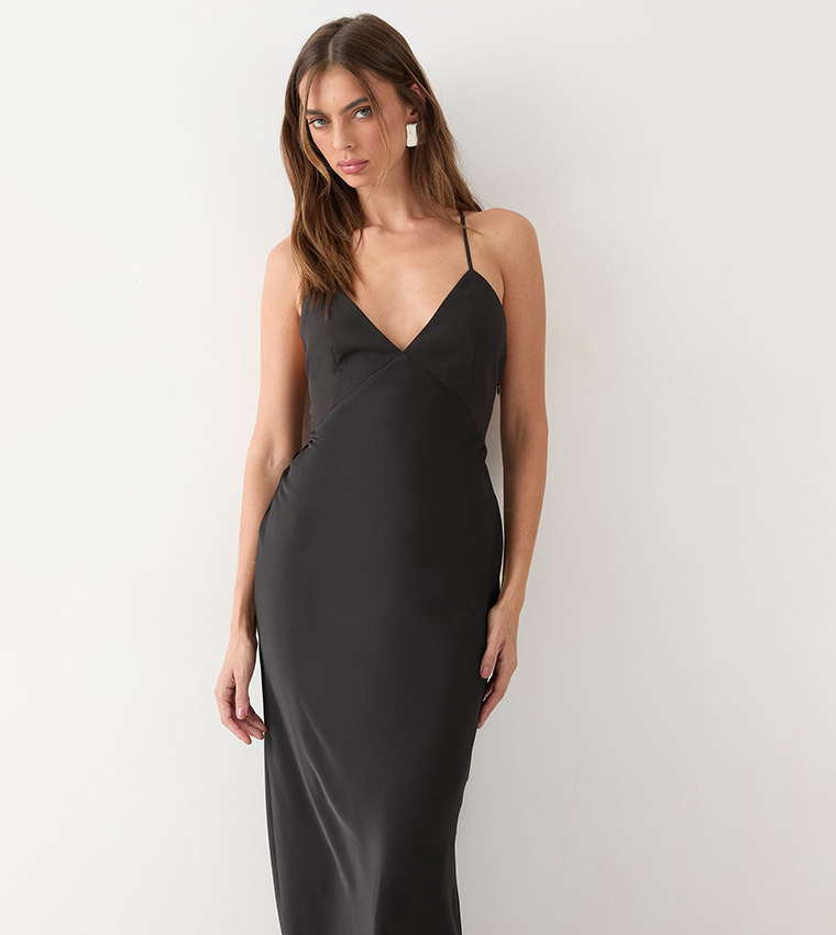 Premium Bust Panel Satin Maxi Bridesmaid Dress