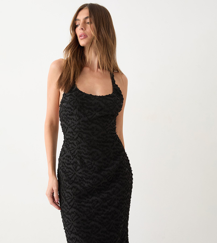 Textured Floral Chiffon Bias Maxi Dress