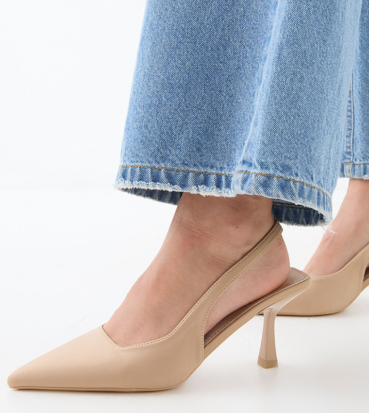 Faux Suede Slingback Pumps