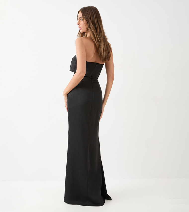 Premium Satin Strapless Overlay Maxi Bridesmaid Dress