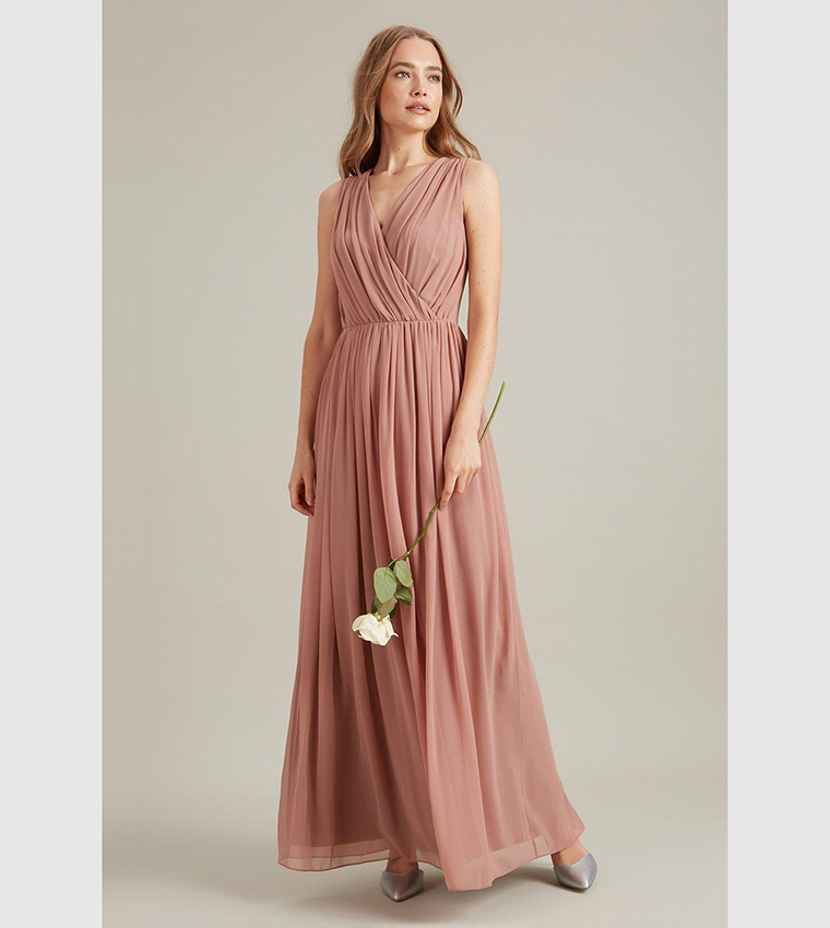 Buy Dorothy Perkins Sleeveless Chiffon Maxi Dress In CHAMPAGNE | 6thstreet  UAE