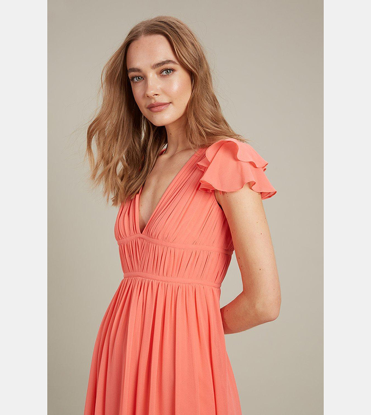 Buy Dorothy Perkins Angel Sleeves Chiffon Maxi Dress In Pink 6thStreet Bahrain