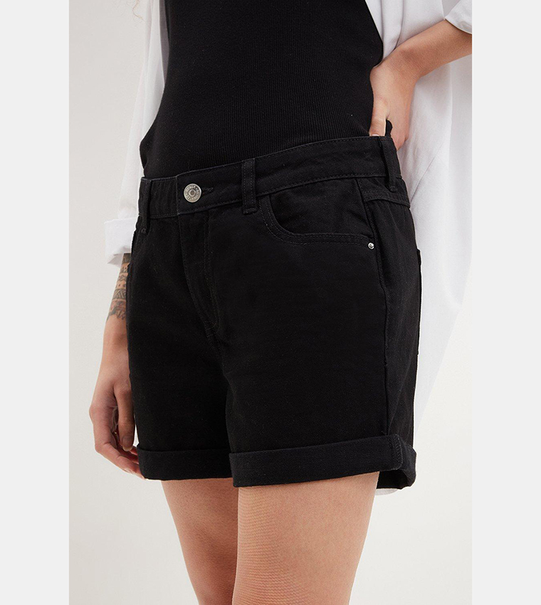 Buy Dorothy Perkins Mid Rise Denim Shorts In Black 6thStreet Qatar