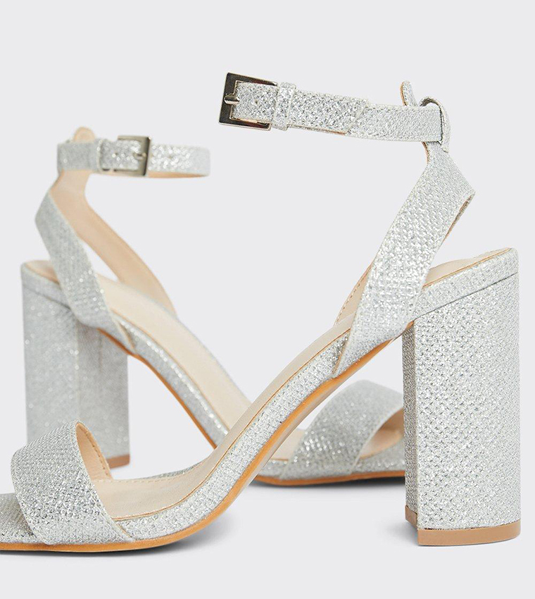 block heels silver sparkly