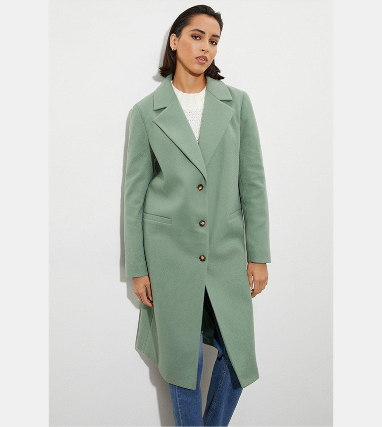 Buy Dorothy Perkins Tall Single Breasted Boyfriend Coat In Green 6thStreet Bahrain