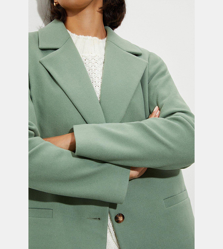 Green boyfriend coat best sale