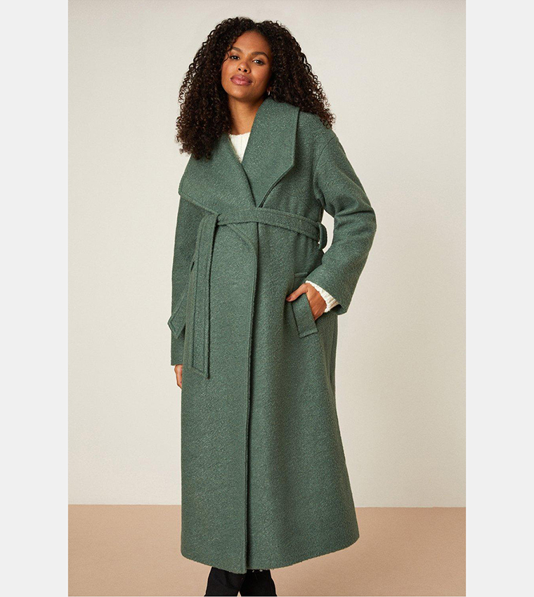 Buy Dorothy Perkins Maternity Long Boucle Wrap Coat In Green 6thStreet Bahrain