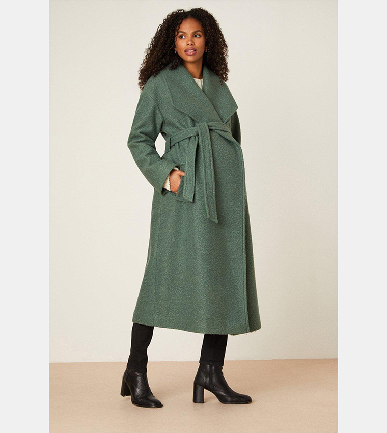 Buy Dorothy Perkins Maternity Long Boucle Wrap Coat In Green 6thStreet Bahrain